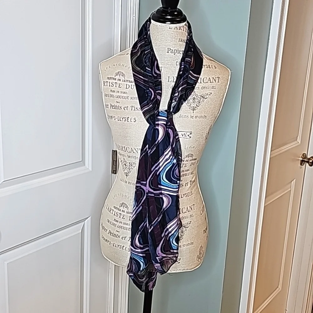 Kenneth Cole Eggplant Print Silk Neck Scarf - OS
